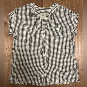 Rails Mel Navy and White Gingham Checkered Blouse